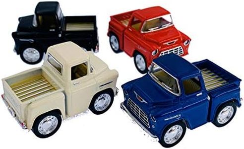KiNSMART 1955 Chevy Stepside Pick-Up 2 Inch Pullback Action Trucks SetOf4