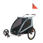 Thule Coaster XT Child Bike Trailer, Fits 2 Kids, 100lb Total Capacity, 5-Point Safety Harness, Converts to Stroller