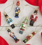 Lillian Vernon Glass Nutcracker Christmas Ornaments - Set of 6, 6 Designs, Hand Blown, Mini Tree Decorations, Festive Home Decor,