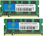 Rasalas 4GB(2x2GB) DDR2 667MHz PC2-5300 SODIMM 2GB ddr2 RAM Laptop 5300S 666Mhz 2Rx8 200 Pin 1.8V CL5 Memory for Mac Notebook Laptop Non-ECC Unbuffered