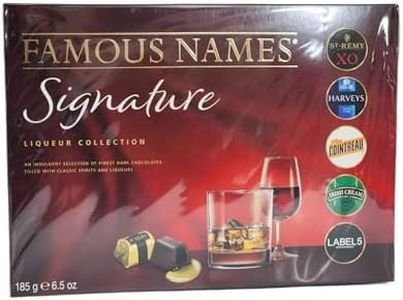 Famous Names Signature Collection 185g An indulgent selection of finest Dark Chocolate filled with classic spirits and liqueur Gift Box (Pack Of 1)