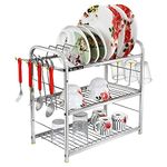 SLIMSHINE Kitchen Dish Rack/ Plate Cutlery Stand/Kitchen Utensils Rack/Modern Kitchen Storage Rack (18 x 18,Alloy Steel)