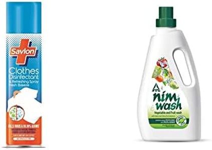 Savlon Cloth Spray (230 ml) and Nimwash Vegetable and Fruit Wash (1000 ml)