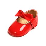 MASOCIO Baby Girl Shoes Infant Girls First Walking Pram Crib Princess Mary Jane Shoes Size 3 UK Child 6-12 Months Red