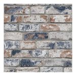 Fresco Navy Blue/Red Industrial Distressed Brick Effect Wallpaper Roll - Paste The Paper Application - Contemporary Design - Suitable for Any Room - Feature or 4 Wall Design