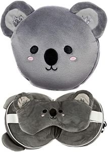 Relaxeazzz Adoramals Koala Round Plush Travel Pillow and Eye Mask, 15 cm Height