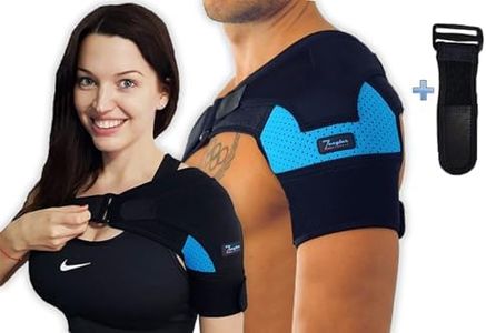 Shoulder Brace for Women and Men - Support for Torn Rotator Cuff, AC Joint Pain Relief and Dislocated Shoulder. Compression Sleeve, Arm Immobilizer Wrap, Stability Strap + Free Extension, Left-Right.