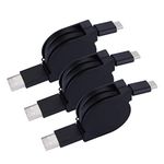 Retractable USB C Cable, 3Pack 3.3FT USB Type C Charging Cable Fast Charger Compatible Samsung Galaxy A10e A20 A50 A70 A80 A90, S10e S10 S9 S8 Plus Note 10/9/8, LG Stylo 4/5 G7/G8 ThinQ Q7 V50/V35/V30