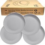 NowCooks Unbreakable Plates Set of 4, UK/EU Tested, Plastic Plate, Perfect for Parties, picnics, Camping and Caravans, Safe for Kids & Adults (Grey, Large)