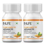 INLIFE Curcumin C3 Complex (95% Curcuminoids) 500 mg Turmeric with BioPerine (Piperine) Extract Supplement 5 mg - 60 Vegetarian Capsules (Pack of 2)