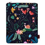 Book Sleeve Cute Snail Black Floral Book Protector Pouch Book Sleeves with Zipper Book Cover for Paperbacks Medium 11 Inch X 8.7 Inch Book Lover