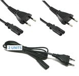 AIWA 2PACK / 1.5 meter EU European Plug to Fig Figure 8 Mains Cable Lead/Travel Ada pter/Travel Accessory/Black EU C7 F8 CORD