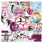 Gymnastics Stickers | 53pcs Vinyl Waterproof Gymnastics Stickers for Scrapbooking, Water Bottles, Girls Room Décor, Walls, Dance Silhouette Tumbling Decal Gifts for Girls and Teenagers