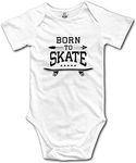 Skateboard Born to Skate Infant Cotton Short Sleeves Bodysuits Playsuit Clothes for Newborn White