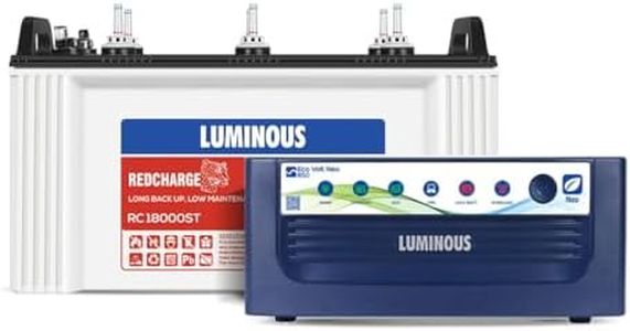 Luminous Inverter & Battery Combo (Eco Volt Neo 850 Pure Sine Wave 700VA/12V Inverter with Red Charge RC18000 ST Short Tubular 150Ah Battery) for Home, Office & Shops