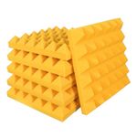 URBAN-X® Pyramid Soundproofing Studio Acoustic Foam 1'x1' - 2 Inches 50D High Density, Soundproof Foam, Noise Reduction Panels, Echo Absorption (Yellow, Set of 6)