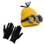 FVCENT Men's Costume Accessory 3 Pcs Halloween Costume Accessories Includes Vintage Steampunk Goggles Glasses Yellow Beanie Knit hats Black Gloves (yellow)