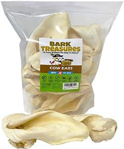 Bark Treasures - Cow Ears Dog Treats (15 Pack) - Whole Thick Cow Ear Dog Chews - Safe Rawhide Alternative - Cow Ears for Dogs