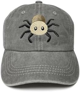 ZKFE Spider Hat for Toddler, Gifts for Boys Girl, Washed Gray Baseball Cap for Kids, Child Embroidered Adjustable Dad Hat