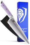 DALSTRONG Chef Knife - 8 inch Blade - Gladiator Series - Forged High Carbon German Steel - Razor Sharp Kitchen Knife - Professional Full Tang Knives - Lilac Handle ABS - Sheath - NSF Certified