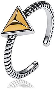 925 Sterling Silver Knuckle Rings Triangle Vintage Twisted Rope Band Adjustable Open Rings Size 6-12