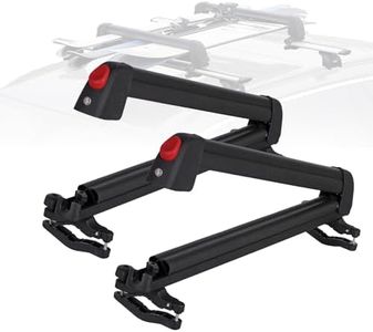 JUSTOOP Ski & Snowboard Roof Racks,Universal Ski Roof Racks Ski Top Holder with Anti-Theft Lock Snowboard Mount Fit Most Vehicles Equipped Cross Bars,Black,2 PCS