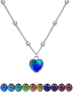 KOLATAFF Heart Necklace Color Changing Love Necklace Temperature Sensing Mood Necklace Aesthetic Necklace Gift for Women, Titanium Steel, No Fading No Rusting