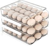 Egg Holder for Fridge Large Capacity 54 Eggs Storage Box for Refrigerator Auto Rolling Clear Egg Container Tray Fridge Storage Organizer for Kitchen (3 Layer)