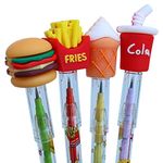 Toyshine Pack of 4 Fast Food Colorful Pencils for Boys and Girls with Fancy Tops, Multi-color, Party Favor, Bitthday Return Gifts - B