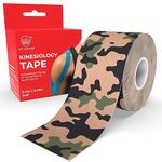 MY ARMOR Kinesiology Tape for Physiotherapy, Kinesio Tape for Sports Injury Pain Relief Muscle Tape for Shoulders, Arms, Ankles Athletic Tape for All Body Exercise Pain Support - 5Cm x 5Mt, Green Camo