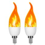 CECOMBINE 2Pcs LED Flame Light Bulb, E14 Flame Effect Lamp, Flickering Light Bulb, 3 Lighting Modes, Indoor and Outdoor Decorative Flickering Flames Bulbs for Halloween Christmas Home Garden Bar