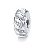 Colorful Crystal Cross Charm Genuine 925 Sterling Silver Clip Lock Spacer Stopper Charm Bead For pandora Bracelet (C)