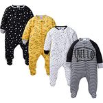 Gerber baby-boys 4 Pack Sleep 'N Play Footie, Star, 3-6 Months