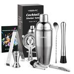 YISSVIC Cocktail Shaker Set 9pcs Polished Stainless Steel Bartender Kits Dishwasher Safe for Home Bar and Commercial Use