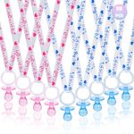 36 Baby Shower Pacifiers Necklace, Acrylic Pacifier Necklace, Pacifier Necklace for Baby Shower Boys Girls Party Favors Charm/Gender Reveal Party Table Scatter/Baby Shower Necklace Game(Blue&Pink)