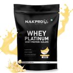 NAKPRO Platinum Whey Protein Isolate 1kg Banana | 28g Protein, 6.4g BCAA | Trustified Certified 100% Authentic Supplement Powder & No Adulteration | Low Carbs, Fast Absorbing Whey Protein Powder