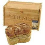 Traditional wooden bread bin 39cm(w) 21cm (H) 20cm(D) - Drop down front.