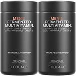 Codeage Men’s Daily Multivitamin, 25+ Vitamins & Minerals, Fermented, Organic Whole Foods, Probiotics Supplement - Vitamin A, Vitamin B, Vitamins C, D, E & K, Omega 3, Zinc - Vegan - 2 Pack