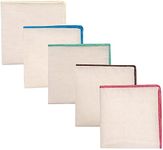 Men's 5-Pack Pocket Square Solid White with Embroidered Edge Hanky Pure Cotton Linen for Suits Handkerchiefs, Assorted 3, Regular