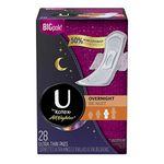 U by Kotex AllNighter Ultra Thin Overnight Pads with Wings, Unscented, 28 Count