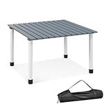 SPOTRAVEL Foldable Camping Table, Portable Picnic Table with Roll-up Wood Tabletop and Carrying Bag, Indoor Outdoor Lightweight Utility Table for BBQ, Party, Fishing & Beach (Gray)