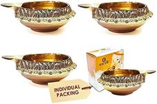 KUBER Diya. Pure Virgin Brass Diwali Puja Diya. Indian Pooja Oil Lamp Dia. 2.5 Inch Deepawali Diya/Oil Lamp/CandleTea Light Holder/Diwali/Christmas Decoration (6 PC Set).Indian Gift Items.