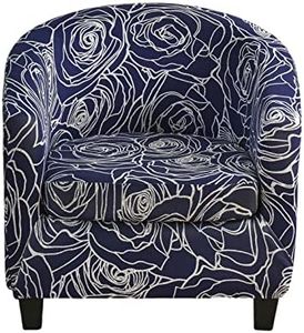 KRFOONN Club Chair Slipcover 2 Piece Stretch Printed Round Barrel Chair Covers Removable Tub Chair Slipcover with Elastic Bottom Chair Coverings Furniture Protector Cover for Living Room, A15