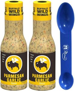 (Pack of 2) Buffalo Wild-Wings Parmesan Roasted Garlic Sauces 12 fl oz (Miras Trademark 2-in-1 Measuring Spoon Included!)