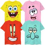 Spongebob Squarepants Boys T-Shirt 4-Pack Bundle - Spongebob, Patrick, Squidward, & Mr. Krabs - Nickelodeon - Boys Sizes 4-16, Spogebob,patrick,squidward & Mr. Krabs, 7