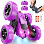 QUNREDA RC Cars, Purple Remote Control Car for Girls, 2.4 GHZ Double Sided RC Stunt Car 360° Rotating Remote Control Crawler with Headlights Car Toys for 6 7 8 9 10 11 12 Girls