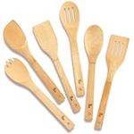 Wooden Spoons Cooking Utensils,6 Piece Wooden Spoon Set,Wooden Spatula for Cooking,Wooden Utensil Set,Slotted Bamboo Spoon,Premium Wooden Kitchen Utensils (Natural Bamboo Spatula)