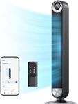 DREO Smart Tower Fan for Bedroom, Upgraded DC 9 Speeds 20dB Ultra-Quiet Floor Fan, 90° Oscillating Fans with 28ft/s Velocity, 12H Timer, Standing Fan, Bladeless Fan Powerful for Home Office Room