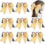 Large Cheer Bow for Cheerleaders,CEELGON 8 Pack 8Inches Jumbo Glitter with Diamond Cheerleading Bows Bulk,Ponytail Holder Elastic Band for Girls Hair