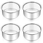 Joyfair 4 Inch Cake Tin for Baking, Stainless Steel Round Layer Cake Mould Pan Set of 4, Mini Bakeware for Toaster, Birthday/Christmas, Healthy & Durable, Mirror Finish & Dishwasher Safe (10cm)